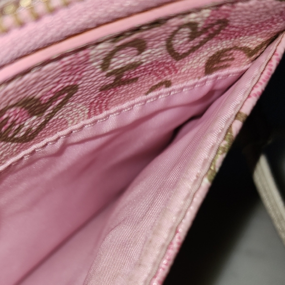 Coach Pink and Gold Heart Pattern Wristlet - Picture 11 of 13